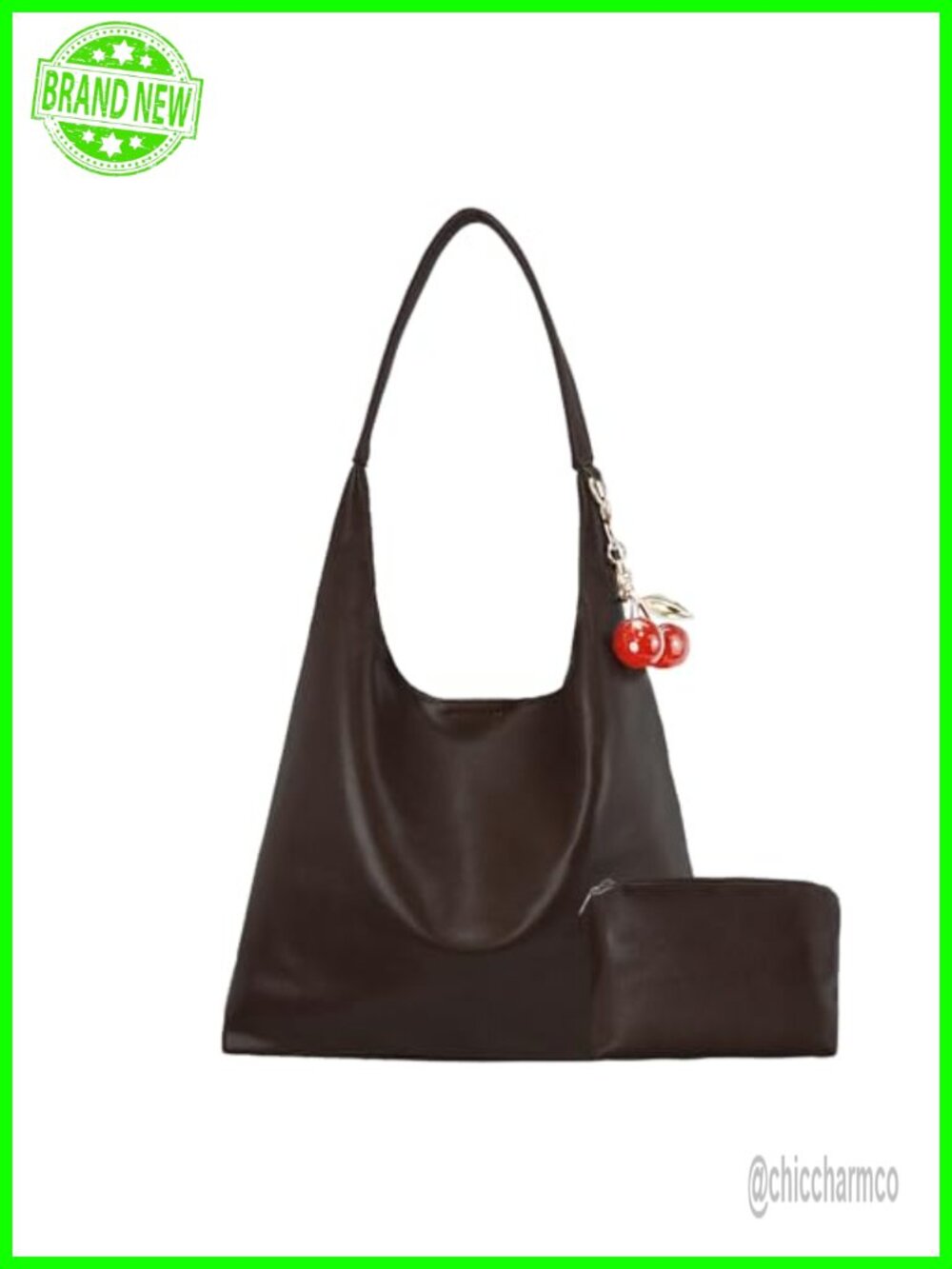 Vegan PU Leather Hobo Bag Slouchy Shoulder Purse Retro Tote Crossbody